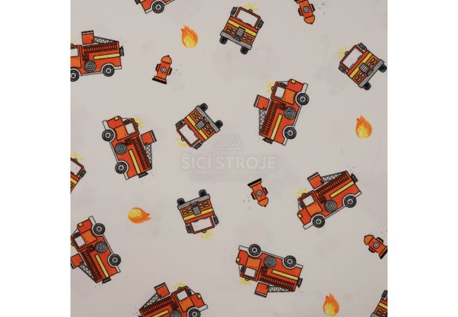 Cotton/EA Jersey - Fire Trucks, Off White