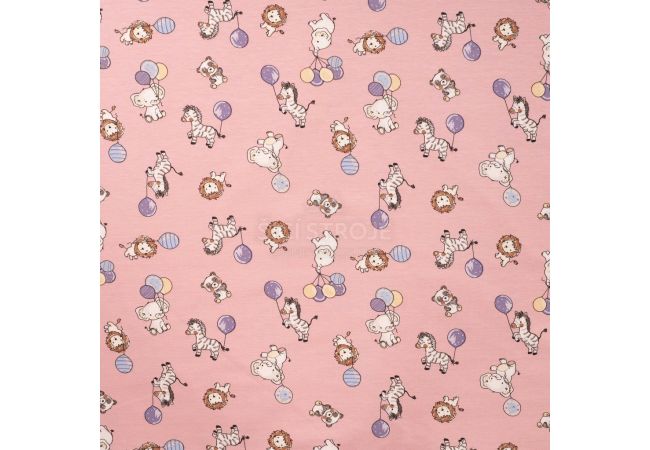 Cotton/EA Jersey Print - Party Animals, Baby Rose