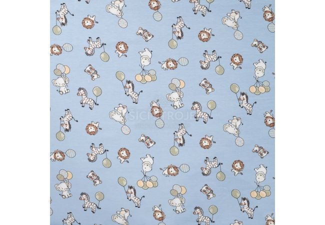Cotton/EA Jersey Print - Party Animals, Baby Blue