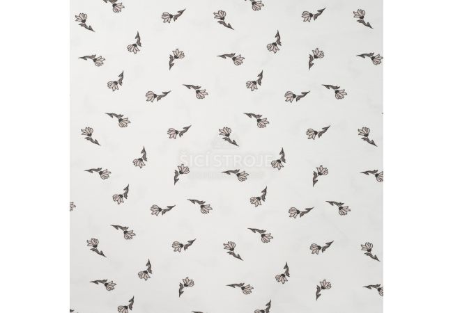Cotton/EA Jersey Print - Simple Flowers, Off White