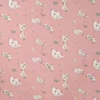 Cotton/EA Jersey Print - Patchwork Animals, Old Rose