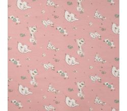 Cotton/EA Jersey Print - Patchwork Animals, Old Rose