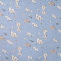 Cotton/EA Jersey Print - Patchwork Animals, Blue