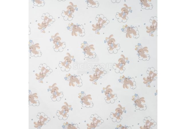 Cotton/EA Jersey Print - Rabbit Hearts, Off White
