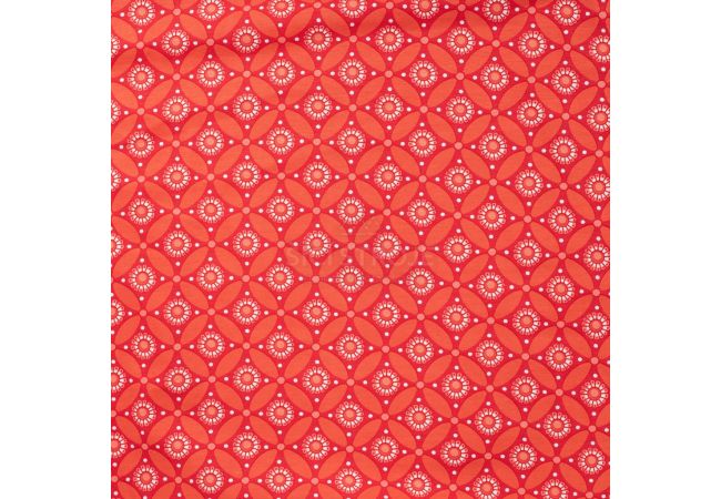 Cotton/EA Jersey Print - Geo Circles, Coral