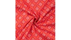 Cotton/EA Jersey Print - Geo Circles, Coral