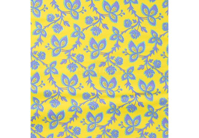Cotton/EA Jersey Print - Flowers, Ochre