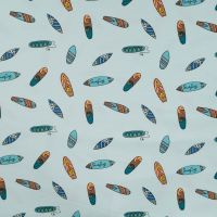 Cotton/EA Jersey Print - Surfboards, Baby Blue