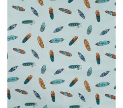 Cotton/EA Jersey Print - Surfboards, Baby Blue
