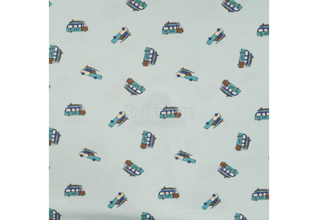 Cotton/EA Jersey Print - Surf Van, Baby Blue