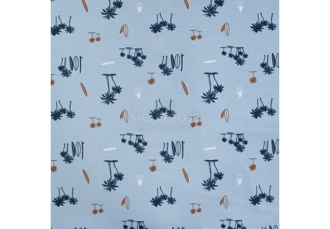 Cotton/EA Jersey Print - Beach, Baby Blue