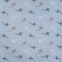 Cotton/EA Jersey Print - Sharks Sketchy, Baby Blue