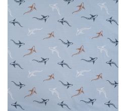 Cotton/EA Jersey Print - Sharks Sketchy, Baby Blue