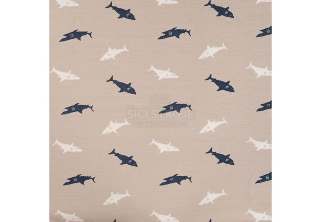 Cotton/EA Jersey Print - Sharks, Sand