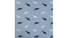 Cotton/EA Jersey Print - Sharks, Baby Blue