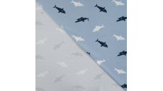 Cotton/EA Jersey Print - Sharks, Baby Blue