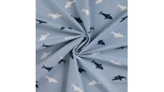 Cotton/EA Jersey Print - Sharks, Baby Blue