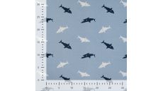 Cotton/EA Jersey Print - Sharks, Baby Blue