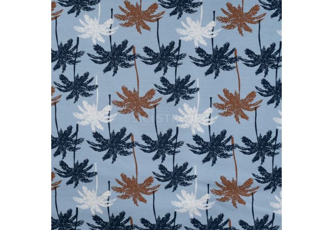 Cotton/EA Jersey Print - Palm, Baby Blue