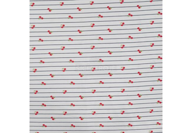 Cotton/EA Jersey Print - Cherries, Red