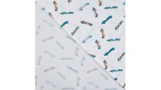 Cotton/EA Jersey Print - Vintage Race Cars, Off White