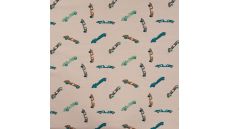 Cotton/EA Jersey Print - Vintage Race Cars, Sand