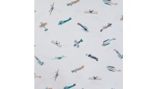 Cotton/EA Jersey Print - Vintage Airplanes, Off White