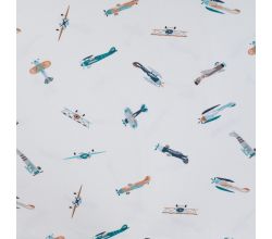 Cotton/EA Jersey Print - Vintage Airplanes, Off White