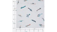 Cotton/EA Jersey Print - Vintage Airplanes, Off White