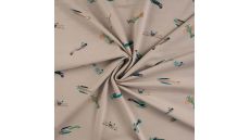 Cotton/EA Jersey Print - Vintage Airplanes, Sand