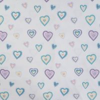 Cotton/EA Jersey Print - Hearts, Off White