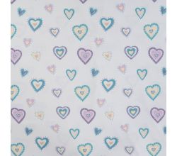 Cotton/EA Jersey Print - Hearts, Off White