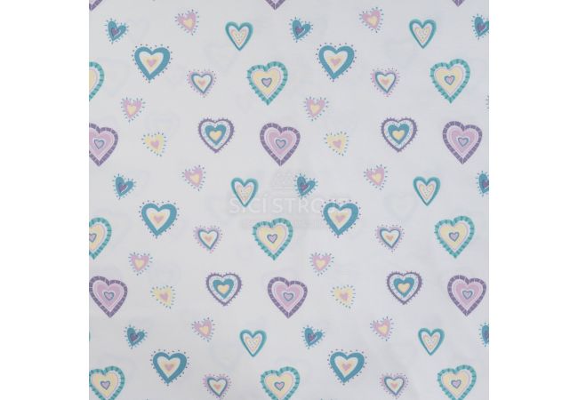 Cotton/EA Jersey Print - Hearts, Off White