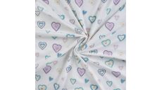 Cotton/EA Jersey Print - Hearts, Off White