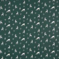 Cotton Poplin Print - Deer, Green
