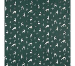 Cotton Poplin Print - Deer, Green