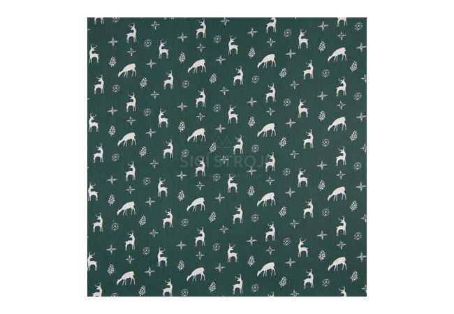 Cotton Poplin Print - Deer, Green