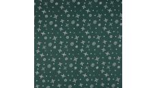 Cotton Poplin Print - Snowflakes, Green