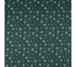 Cotton Poplin Print - Snowflakes, Green