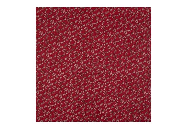 Cotton Poplin Print - Mistletoe, Deep Red