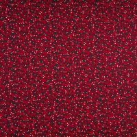 Cotton Poplin Print - Ilex, Deep Red