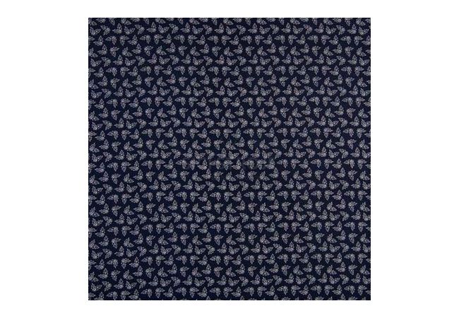 Cotton Poplin Print - Ilex, Navy