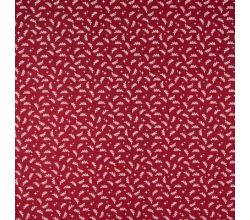 Cotton Poplin Print - Full Small Leaves, Deep Red