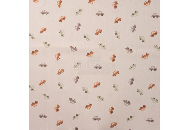 Cotton Poplin Print - Cars, Sand