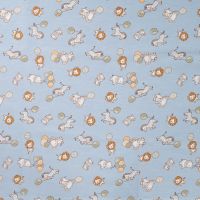 Cotton Poplin Print - Hello Little One, Baby Blue