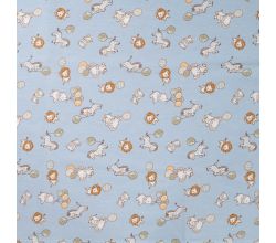 Cotton Poplin Print - Hello Little One, Baby Blue