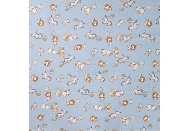 Cotton Poplin Print - Hello Little One, Baby Blue