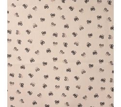 Cotton Poplin Print - Tractor, Sand