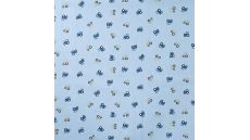 Cotton Poplin Print - Tractor, Baby Blue