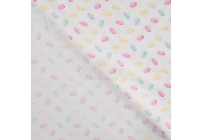 Cotton Poplin Print - Macaroons, Ecru